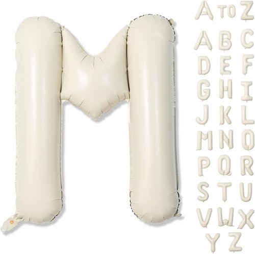 Big Letters Balloon - 40 Inch Cream White Sand Mylar Alphabet Balloons | Custom Name Decor for Girls' Birthday Parties