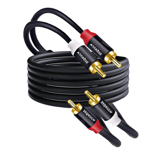 ZEQKULW 2RCA 25 2 (1,Black, 25FT) Audio Subwoofer Cable ft Male to Male Stereo Dual RCA Cables Shielded Gold-Plated RCA
