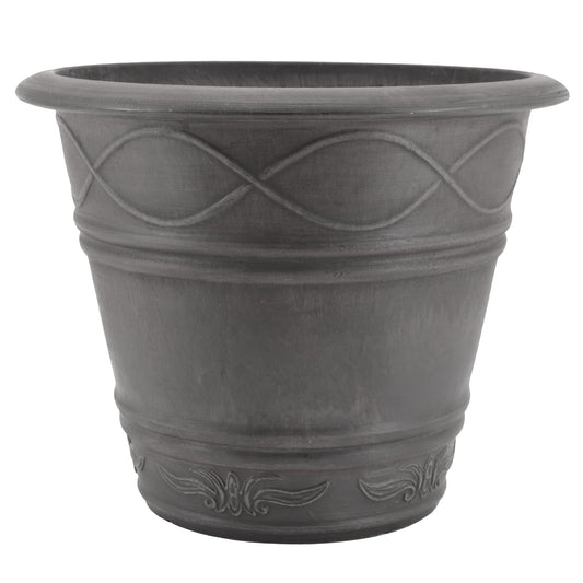 PSW Pot Collection Western Weave Planter Pot for Indoor and Outdoor Plants and Gardens, 14.5-inch, Dark Charcoal