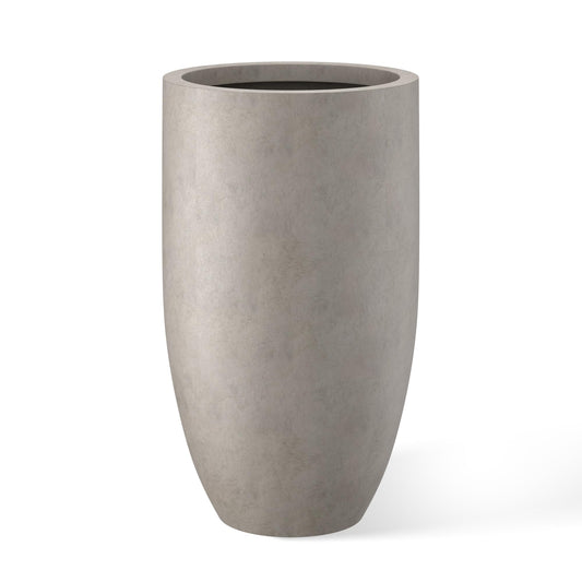 Kante 24 Inch Tall Round Concrete Planter, Large Indoor Outdoor Plant Pots with Drainage Hole and Rubber Plug, Modern Decorative Garden Pots for Home Patio Porch, Weathered Concrete
