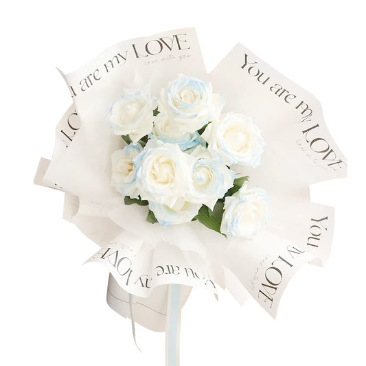 20 Sheets Letters Printes Floral Wrapping Paper You Are My Love Flower Bouquet Package Paper Roll DIY Floral Gift Crafts Packing Paper Florist Pack Material for Birthday Wedding Valentine's Day
