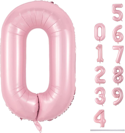 Pastel Pink 40" Balloon Number 0 by [Brand Name] - Large Foil Number Balloons 0-9 for Celebrations