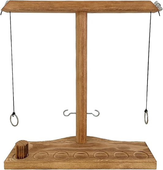 Ring Toss Games for Adults,Wooden Hook and Tossing Game,Hook and Ring Games 2-4-Player PK, Ring Hook Game with Ladder (13 inch)