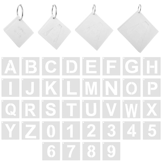 144 Pcs Letter and Number Stencils 4 Sizes Alphabet Number Templates and 4 Binder Ring Reusable Plastic Stencils for Painting on Wood, Walls, Fabric, Signs, Doors, DIY Art and Craft Projects