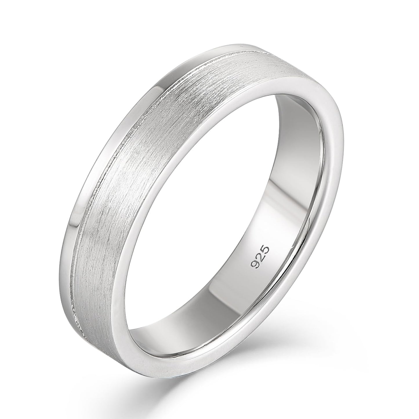 STARCHENIE Men's Wedding Band 925 Sterling Silver, 5MM, Brushed Matte Finish, Comfort Fit Band, Size 12