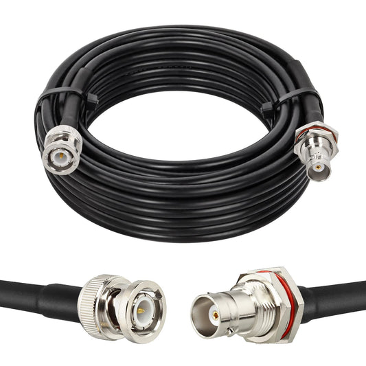 20FT RG58 50 MOOKEERF BNC Cable - ohm Male to Female Coax Bulkhead Low Loss Antenna Extension for CB Radio, VHF Ham