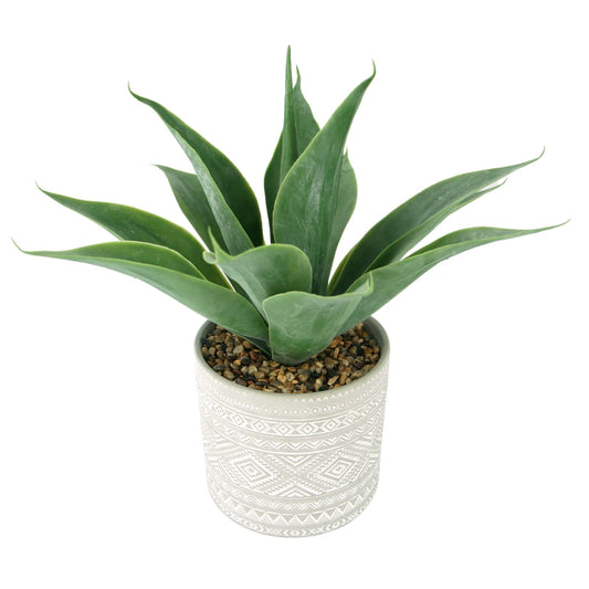 Hisow Artificial Potted Plants, 13.8" Artificial Succulent Fake Aloe, Large Faux Aloe Plant in Pot for Home Office Room Bedroom Kitchen Garden Decor (Grey)