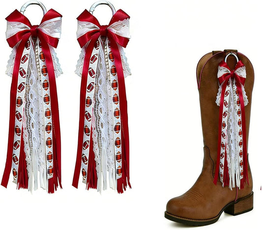 Skiennix Boot Charms - 2 Pcs Detachable Cowboy Accessories with Lace Bowknot for Women
