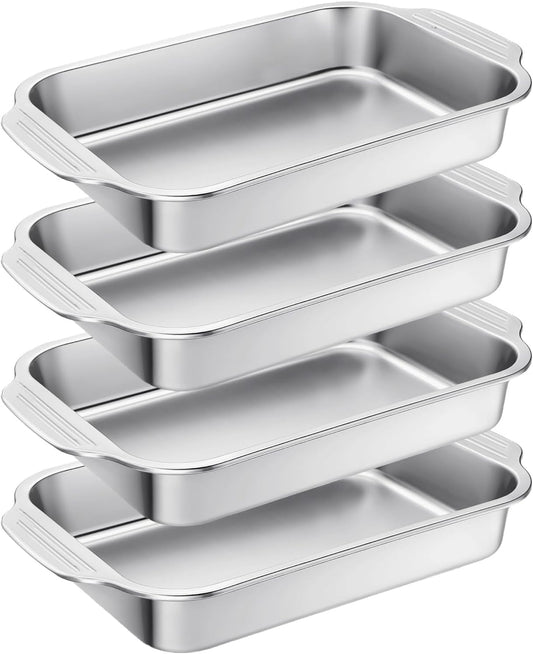 Skiennix Stainless Steel Cake Pan Set - 9 x 13 Inch Baking Dish with Handles for Versatile Cooking
