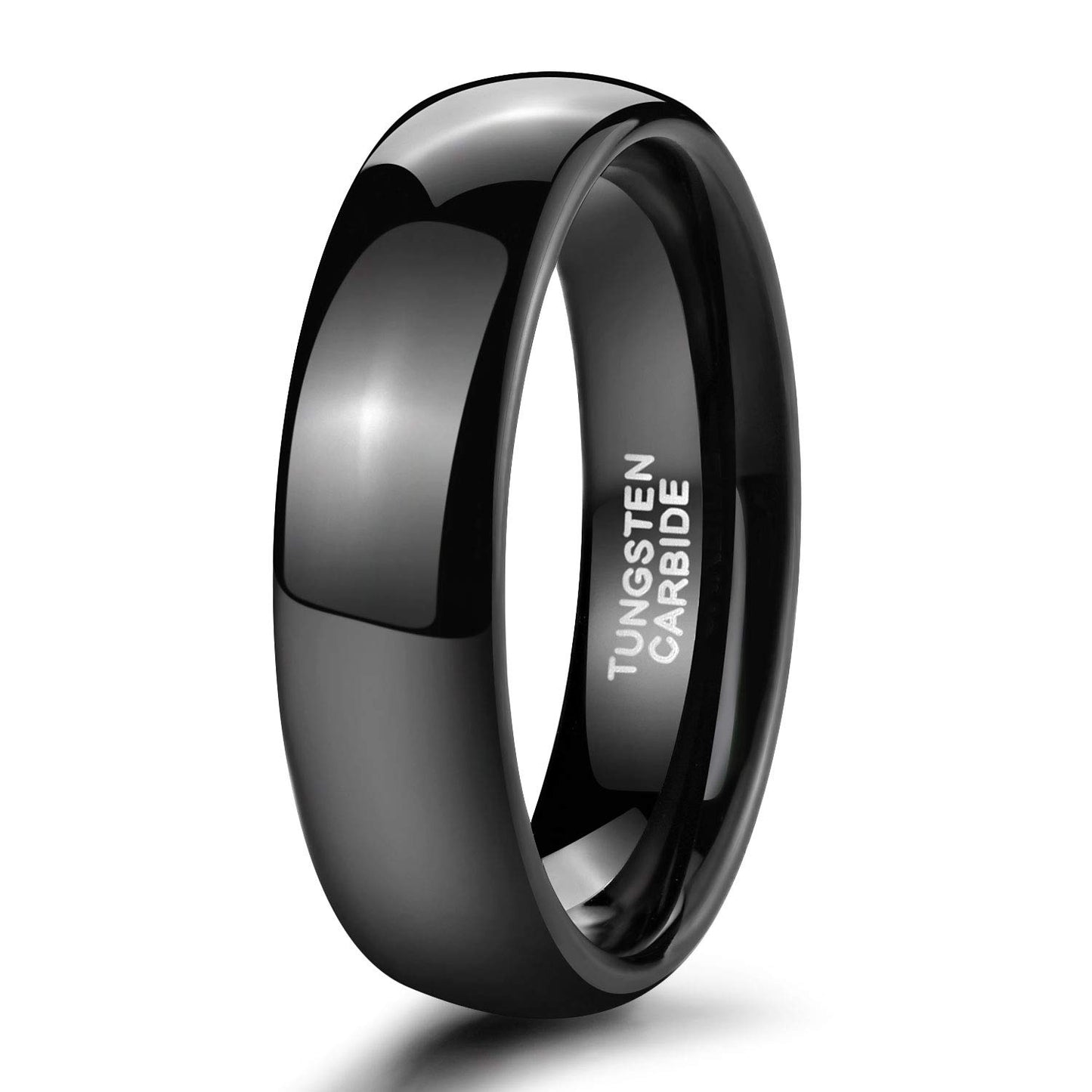 TRUMIUM 6mm Black Tungsten Ring for Men Women High Polished Comfort Fit Wedding Band Size 11.5