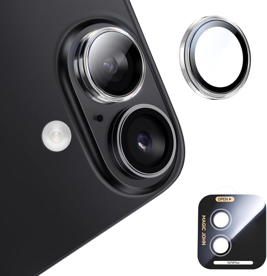 16Plus/16 Kit&1:1 9H Set 2, MAGIC JOHN for iPhone Camera Lens Protector [Alignment Invisible Perfect Fit] Aerospace