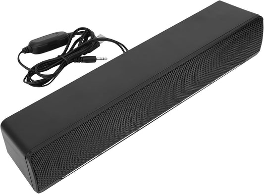 Yoidesu 3.5mm Soundbar,USB Wired SoundBar,Music Player with Bass Surround,Stereo USB Powered Mini Soundbar Speakers