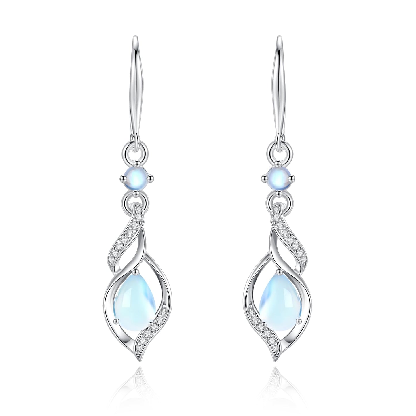 FANCIME Gift for Women June Birthstone Dangle Earrings for Women Teardrop Moonstone Earrings S925 Sterling Silver infinity Love Birthday Gifts for Mom Women