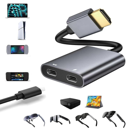Yoidesu 4K 60Hz 100W USB C to HDMI Adapter Bidirectional with PD Charging, USB C Adapter Aluminum Plug and Play for AR