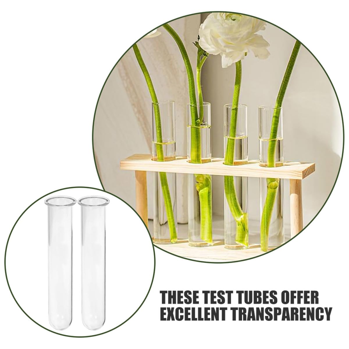 VALICLUD 4Pcs Glass Plant Tubes Propagation Vase Set 2.5X3X18Cm Hydroponic Test Tube Holders for Desk Terrarium Home Office Plant Propagation
