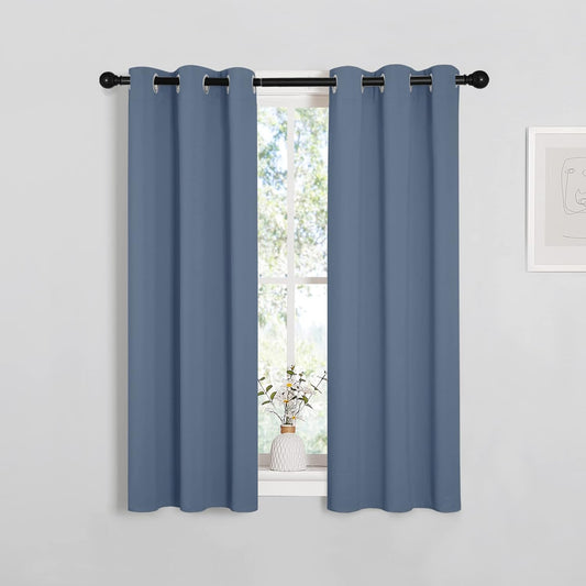 NICETOWN Thermal Insulated Blackout Curtains - Stone Blue, Set of 2, 29x40 Inches | Room Darkening Drapes