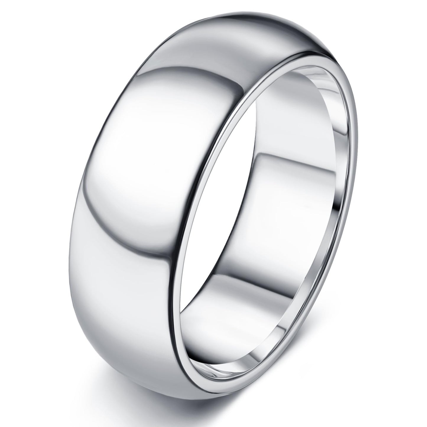 Florideco 8mm Stainless Steel Ring Wedding Bands for Women Mens Ring Wedding Band Plain Dome High Polished Size 9
