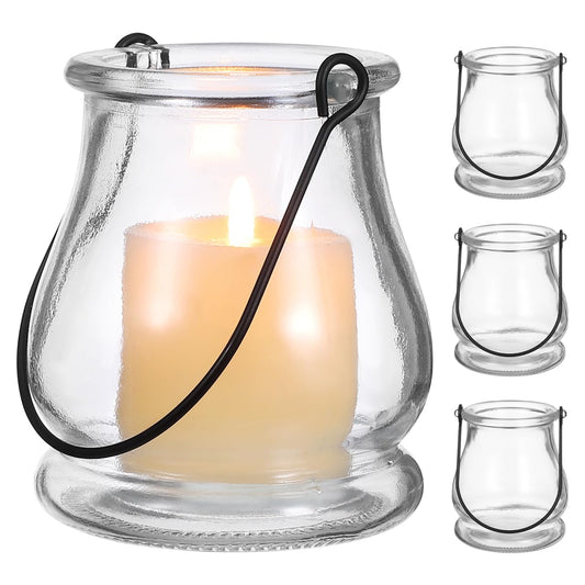 Cabilock 8PCS Hanging Candle Holder, Clear Glass Tealights Candle Holder with Handle, Decorative Succulent Vase Hanger Air Plants Terrariums for Christmas Festival Party Wedding Indoor Outdoor Decor