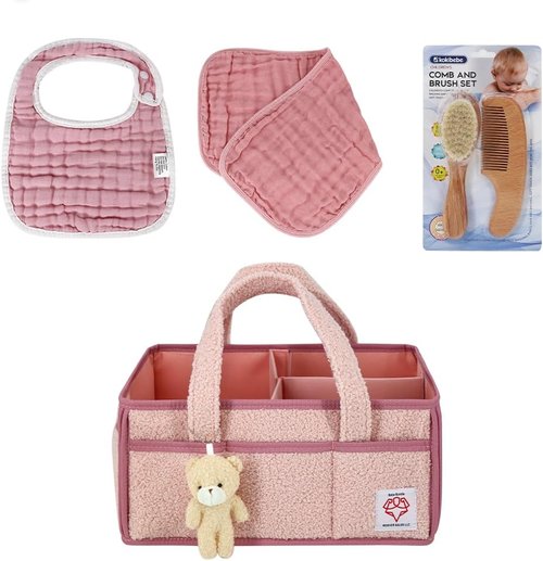 Diaper Caddy Organizer by [Brand Name] - Stylish Nursery Storage Basket for Wipes, Diapers & Toys - Large Felt Design