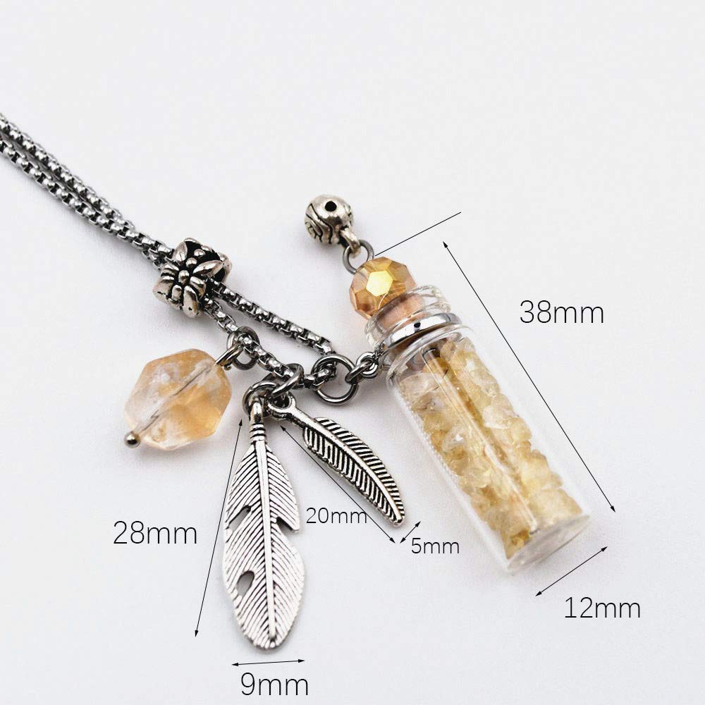 CoolDIY Aromatherapy Essential Oil Diffuser Necklace Locket Pendant Stainless Steel Perfume Necklace Crystal stone Glass vial Necklace (Transparent)