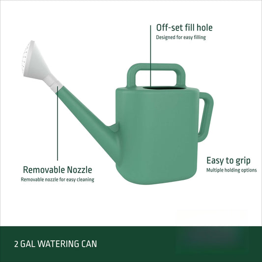 2 Gallon Watering Can, Resin Watering Can, Large Capacity, Easy Pour, Dual Handle, Indoor Outdoor Plants, Garden Watering Can, Houseplants, Mess-Free Refill