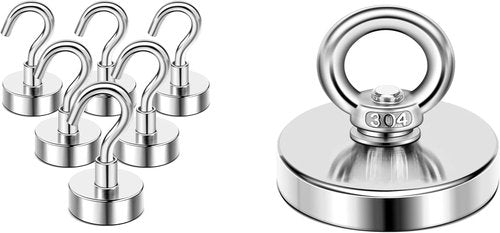 N52 Magnetic Hooks by [Brand Name] - 30lbs Pulling Force Rare Earth Magnet with Countersunk Eyebolt