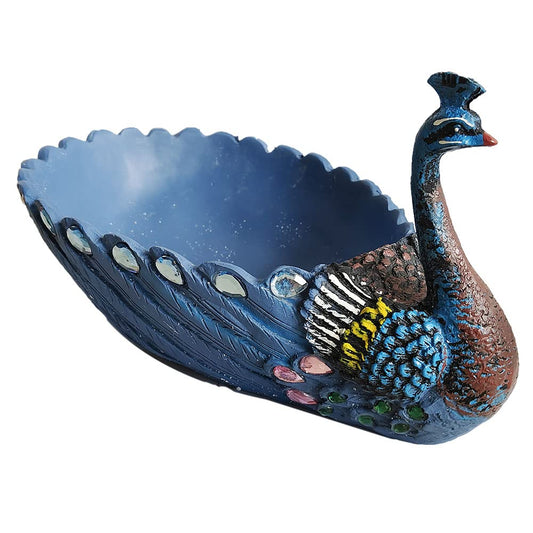 YOUUGIOR 9.4 Inch Peacock Pot Succulents Planter Plants Pot Handmade for Home Garden Office Desktop Decoration (Blue)