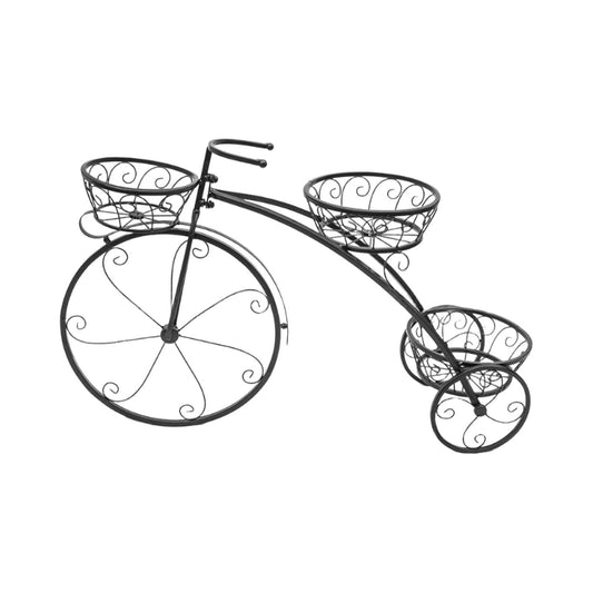 3 Tier Bicycle Planter Stand, Metal Tricycle Flower Pot Holder Hand Painted for Outdoor Garden Yard Patio Balcony Decoration (Black)