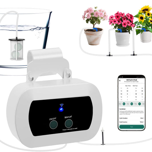 Lewisia WiFi Smart Plant Watering System, Indoor Drip Irrigation Kit for 10 Plants, App Control, USB Rechargeable, Auto-Irrigation Set with Timer, IP65 Waterproof