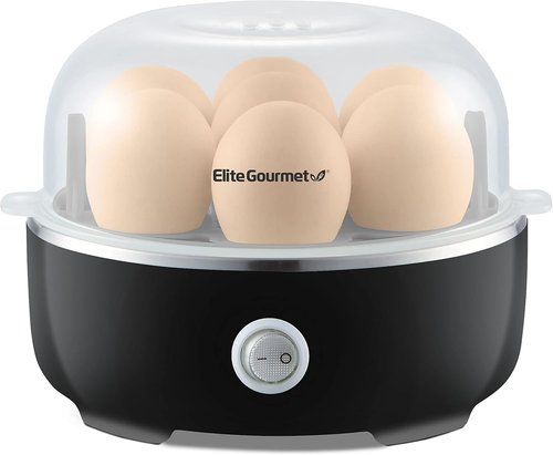 Elite Gourmet Easy Egg Cooker - Electric 7-Egg Capacity for Soft, Medium, Hard-Boiled Eggs | BPA Free, Classic Black