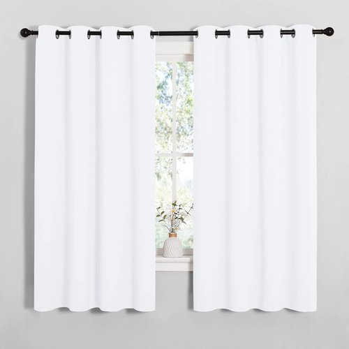 NICETOWN Draperies Curtains - 50% Light Blocking Window Treatment Panels for Small Bedrooms | 2 Panels, 55" x 68", White