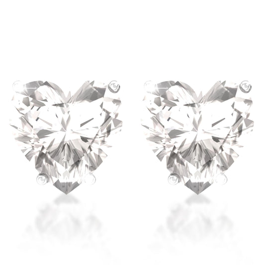 Belinda Jewelz - Heart Stud Earrings, 5mm Cubic Zirconia Heart Earrings with Prong Setting, 925 Sterling Silver Earrings Studs, White Topaz Stud Earrings for Women