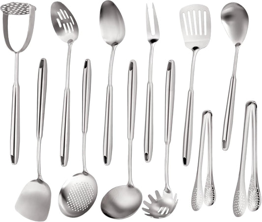 Stainless Steel Kitchen Utensils Set - 12 PCS Durable Cooking Tools for Effortless Meal Prep