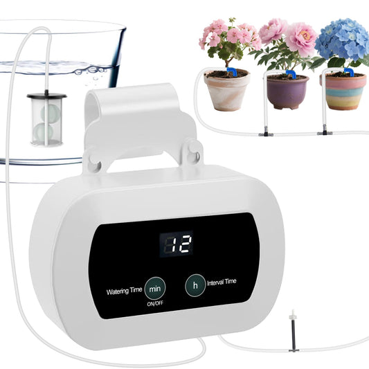 Lewisia Automatic Drip Irrigation Kit with Timer for 10 Potted Plants Self Watering System DIY Plant Waterer Auto-Irrigation Set for Garden Raised Beds Patio Lawn Greenhouse