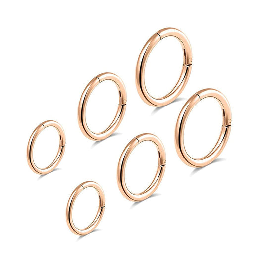 BOGKU 6pcs G23 Titanium Septum Rings Hinged Nose Ring Hoops for Women 16G Cartilage Hoop Earrings Body Piercing Jewelry Lip Rings - Diameter 6mm 8mm 10mm