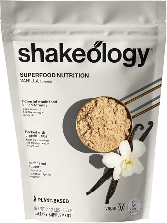 Shakeology 0g Added Sugar Plant Based Protein Powder Blend, Gluten-Free Shake with Vitamins and Minerals ??Helps Support Healthy Weight Loss, Lean Muscle, Gut Health ??Vanilla, 30 Servings