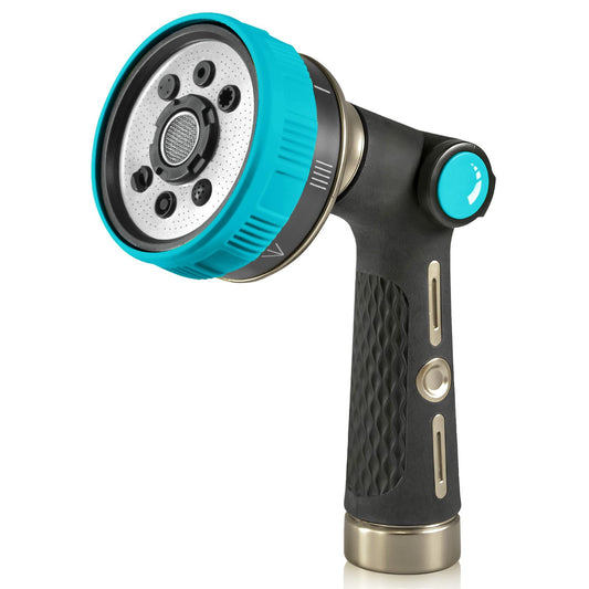 RAINPOINT Hose Sprayer Nozzle Heavy Duty - 8 Spray Patterns Garden Hose Nozzle with Adjustable Flow Control for Watering Plants, Washing Cars,Washing Pets, Thumb Control (Blue)