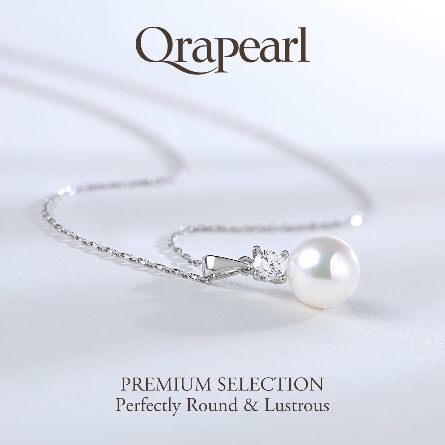 White Pearl Necklace Natural AAAA+ Freshwater Pearl Necklace for Women 9-10mm Natureal Single Pearl Necklace with 925 Sterling Silver Chain Gift for Women