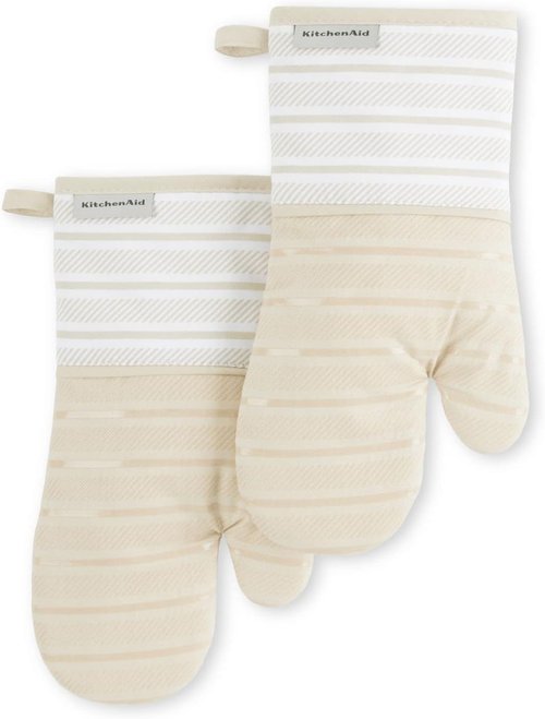 KitchenAid Oven Mitt Set - 2-Pack, Milkshake Color, 7"x13" for Ultimate Heat Protection