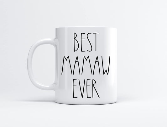 FundingCharlee Best Mamaw Ever Coffee Mug - Font Rae Dunn Inspired Style Fathers Day/Mothers Day Family For Birthday Present The 11oz White EHA37YBIPH-11oz