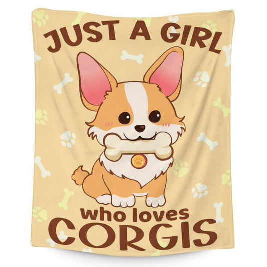 Corgi Blanket Gifts - 60x50 Inches Cute Throw Blanket for Kids, Girls - Yellow Soft Fuzzy Blankets for Bed, Couch & Travel
