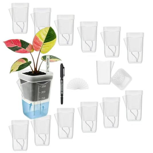 12 Pack 2.5 Inch Plant Pots with Plant Markers and Pen - Indoor Gardening Container Set, Clear Mini Plant Containers for Planting Arrangements