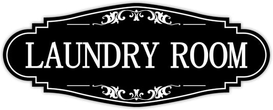 Skiennix Laundry Room Door Sign - Self-Adhesive Waterproof Decor for Home & Business | Black