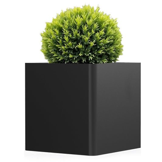 BHCORTEN Large Metal Square Planter 24" L x 24" W x 24" H, Heavy Duty Black Large Outdoor Planters with Drainage Hole for Porch/Patio/Garden