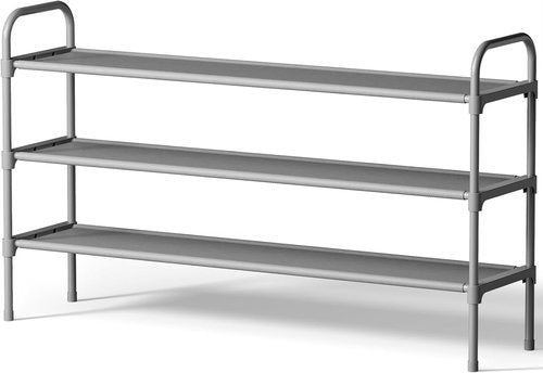 Kitsure Extra-Long Shoe Rack - Stackable 3-Tier Organizer for Closet & Entrance | 39" Wide, Grey