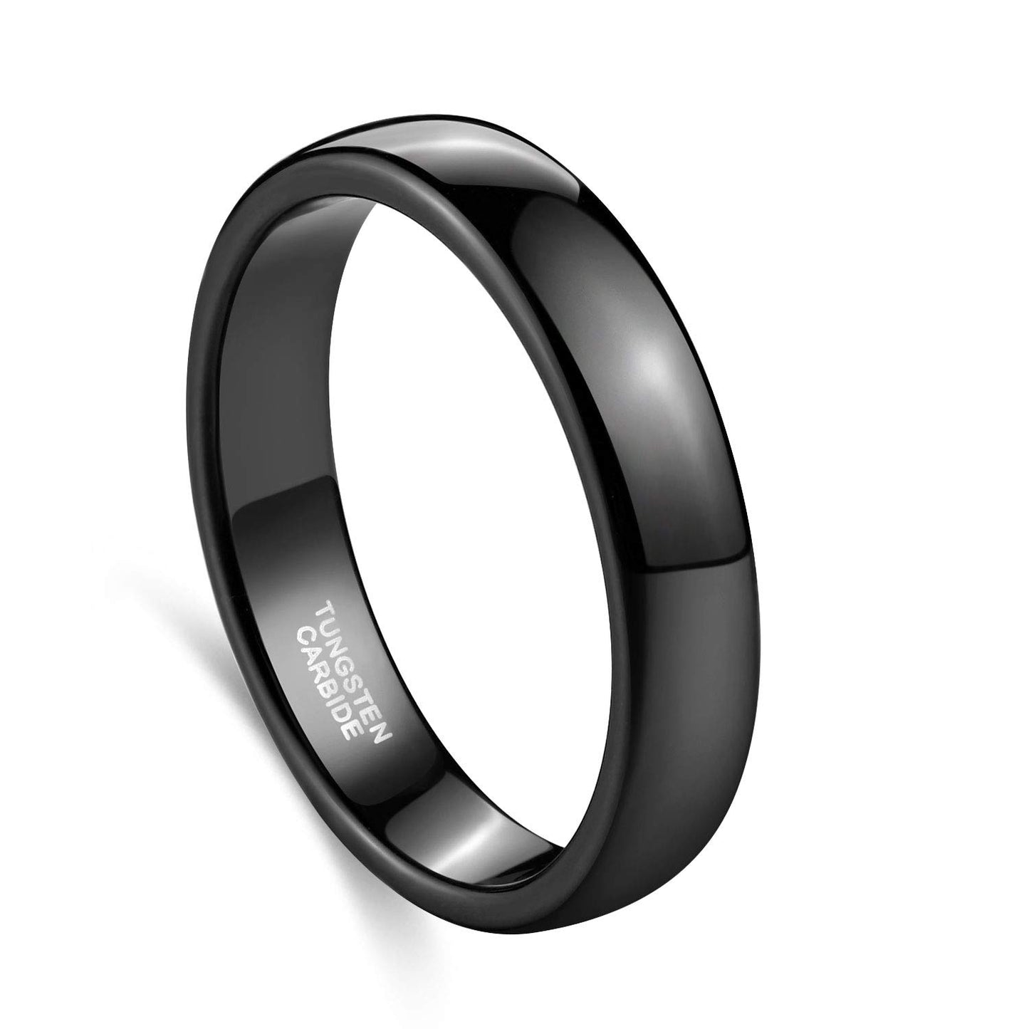 TRUMIUM 4mm Mens Womens Wedding Band Tungsten Carbide Black Rings High Polished Beveled Edges Comfort Fit Size 11