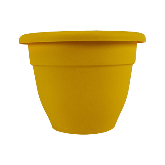 The HC Companies Caribbean Planter Pot - Outdoor & Indoor Plant Pot with Drainage Hole & Plug - Rolled Rim Plastic Pots for Plants & Flowers - Decorative Plant Pot (14" Honey, Pack of 1)