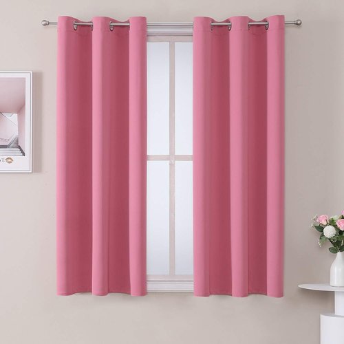 ChrisDowa Small Window Curtains - 40-Inch Grommet Thermal Insulated Room Darkening Panels | Pink (Set of 2)