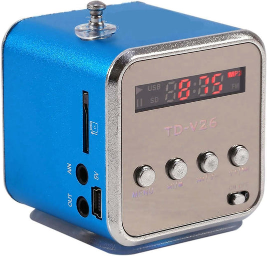 Zerone MP3 5W 5x5cm Mini Speaker Digital Music Player, with FM Radio Portable Audio Player Supports TF/USB Output