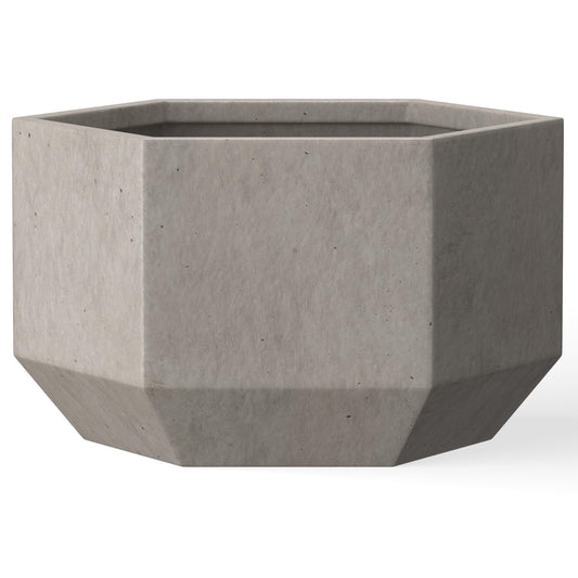 Kante Hexagon Concrete Planter, 7.9 Inch Tall Outdoor Indoor Flower Pots with Drainage Holes and Rubber Plug for Home, Patio, Garden, Weathered Concrete